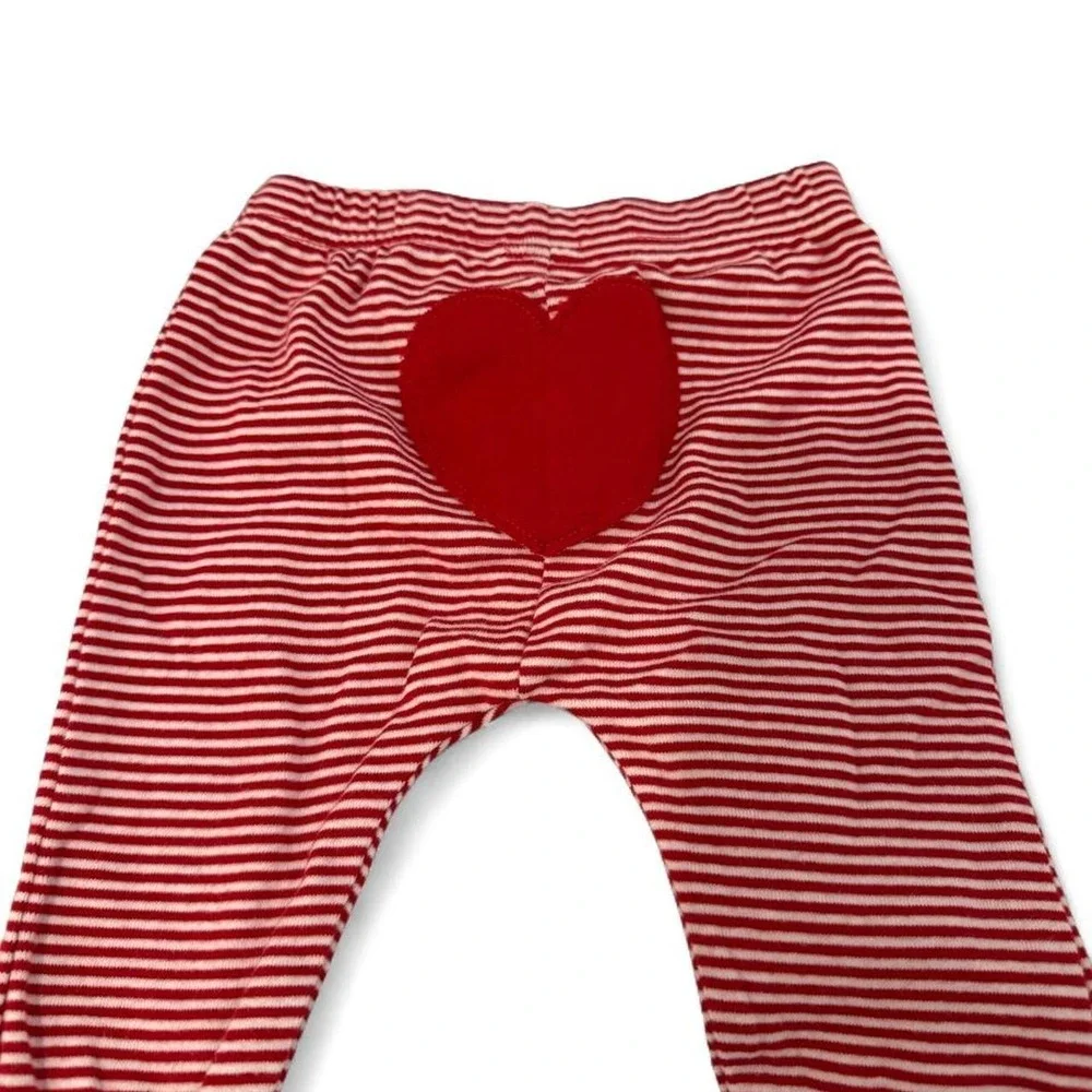 Carters My First Valentines Day Bodysuit and Heart Stripe Pants Set 6M Red Cream